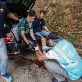 Wout Van Aert a abandonné le Tour d'Espgne, mardi, à la suite d'une chute. KEYSTONE/EPA/JAVIER LIZON
